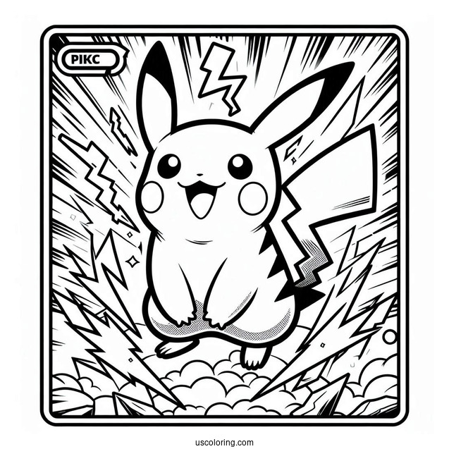Pikachu Thunder Jolt Pokemon Card Coloring Page