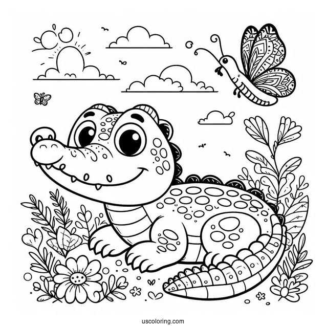 Vector The Crocodile Coloring Page For Kids