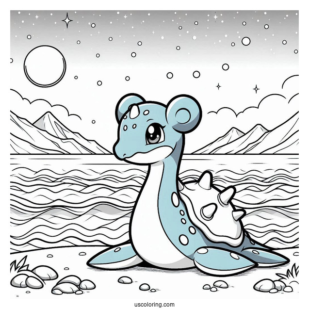 Coloring Page Of Lapras On The Beach