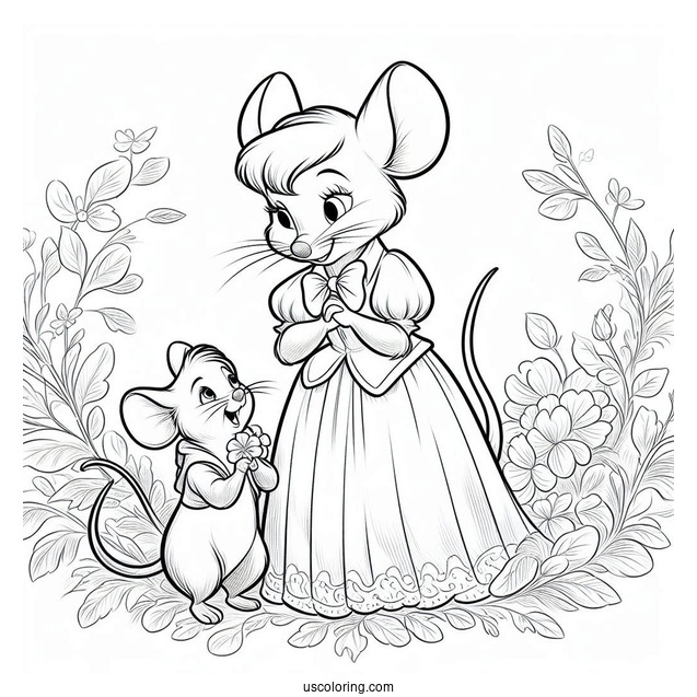 Gus And Jaq Mice Coloring Page For Kids