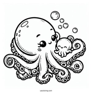 Baby Octopus Coloring Page Waking Mama Octopus