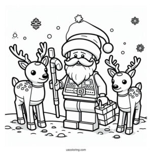 Lego Santa And Reindeer To Color