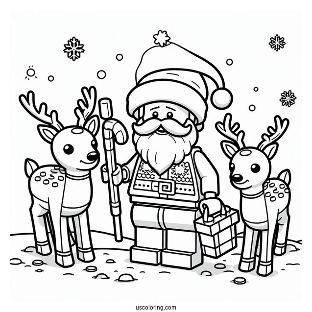Lego Santa And Reindeer To Color