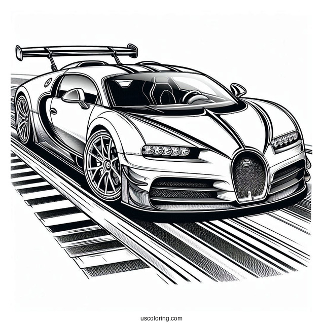 Detailed Bugatti Coloring Page Veyron GTR Racing