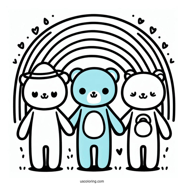 Rainbow Friends Coloring Page Blue, Green, and Red