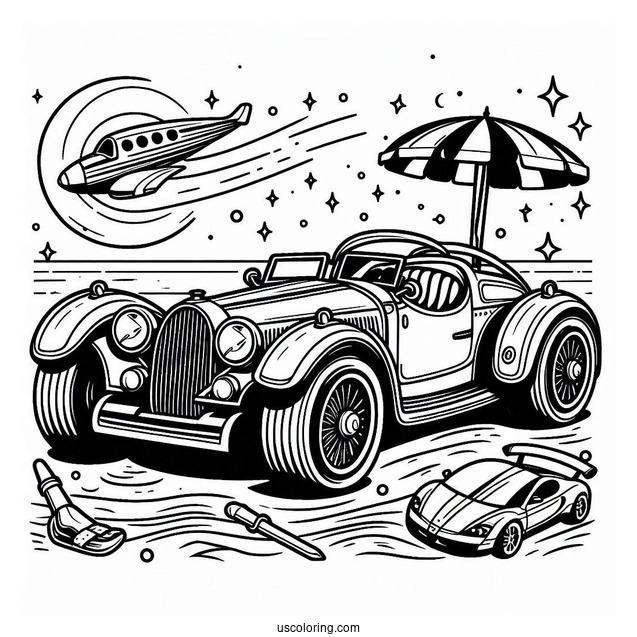 Easy Bugatti Coloring Page Dive For Kids