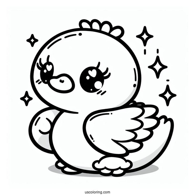Kawaii Swan Coloring Page For Preschoolers