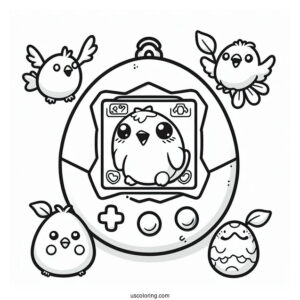Tamagotchi Coloring Page Pets Inside The Console