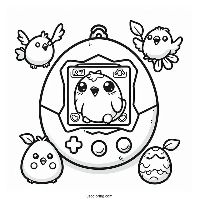 Tamagotchi Coloring Page Pets Inside The Console