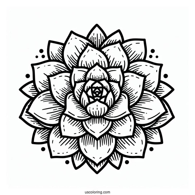Cartoon Succulent Coloring Page Mandala For Kids