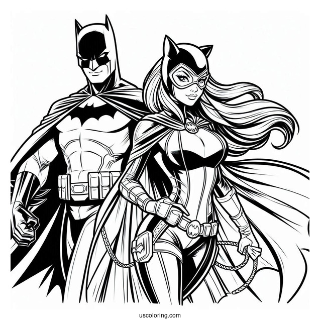 Batman And Catwoman Coloring Sheet