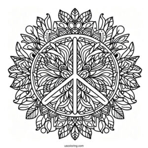 Intricate Peace Coloring Page Mandala