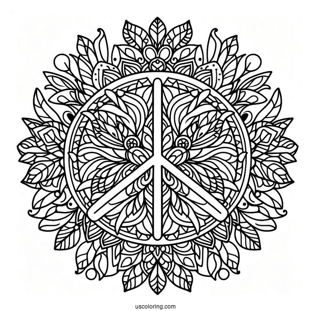 Intricate Peace Coloring Page Mandala