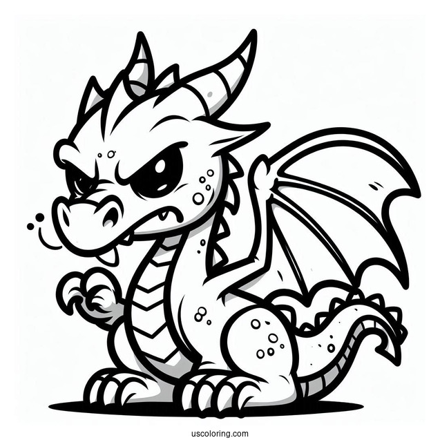 Angry Cartoon Dragon Coloring Page