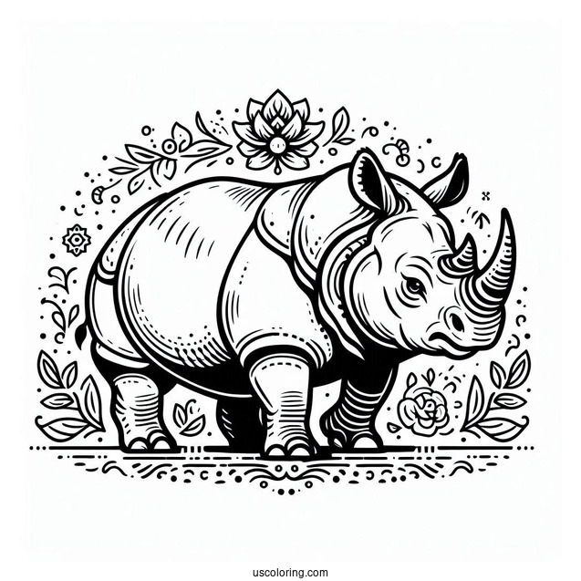 Indian Rhino Coloring Page