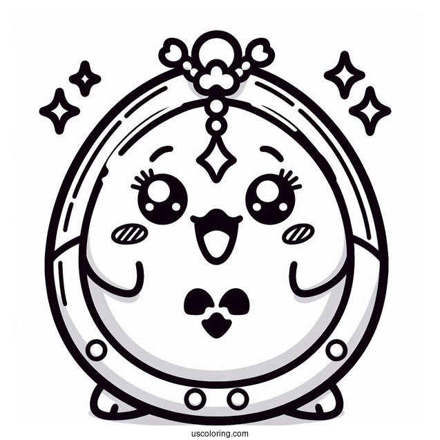 Cartoon Tamagotchi Coloring Page For Kids
