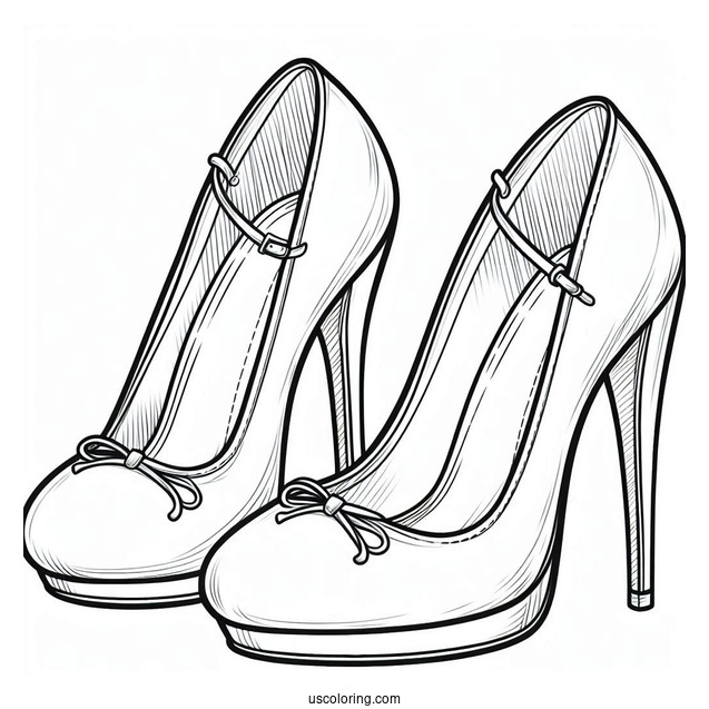 A Pair Of High Heels Coloring In For Preschoolers