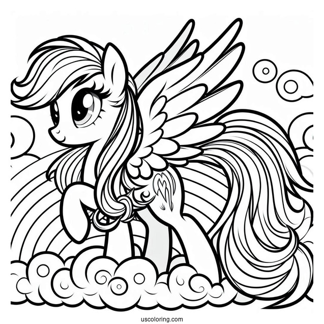 Majestic Rainbow Dash Coloring Page On A Cloud