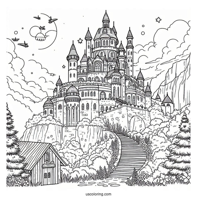 Studio Ghibli Coloring Page of Castle In The Sky