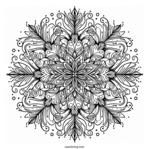 Intricate Snowflake Coloring Page Mandala