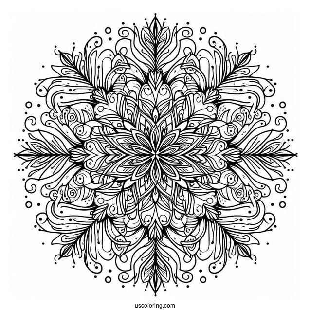Intricate Snowflake Coloring Page Mandala