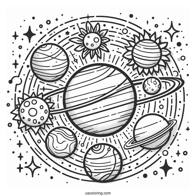 Simple Solar System Coloring Sheet For Kids
