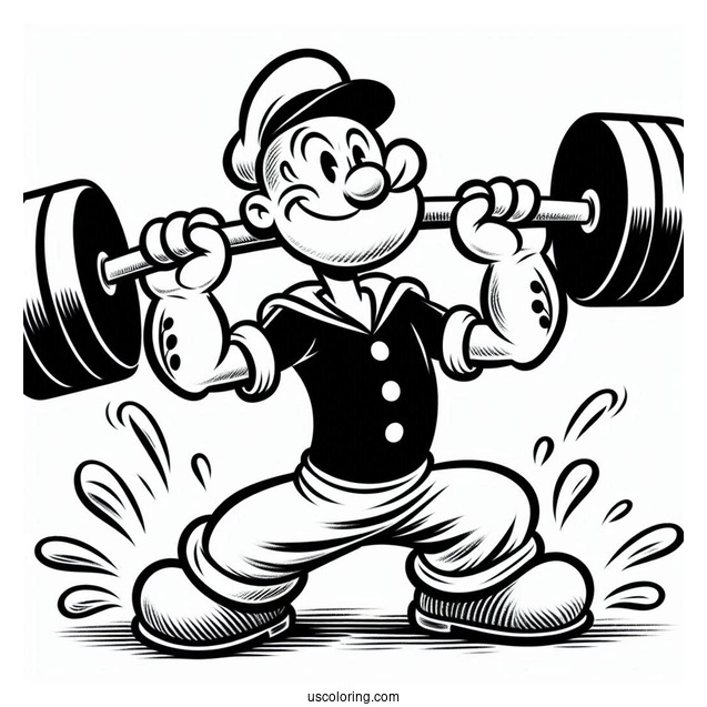 Popeye Coloring Page Lifting Weights