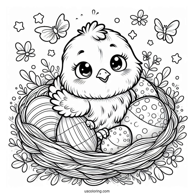 Adorable Chicken Sitting On Nest