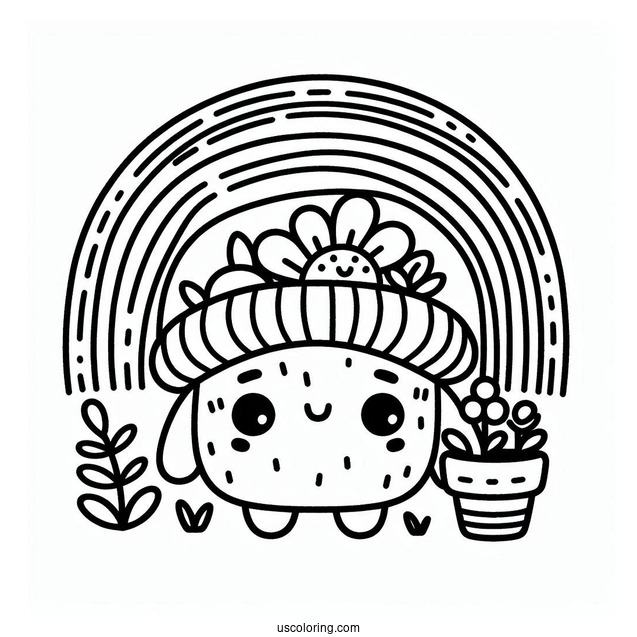 Easy Orange Rainbow Friends Coloring Page For Preschoolers