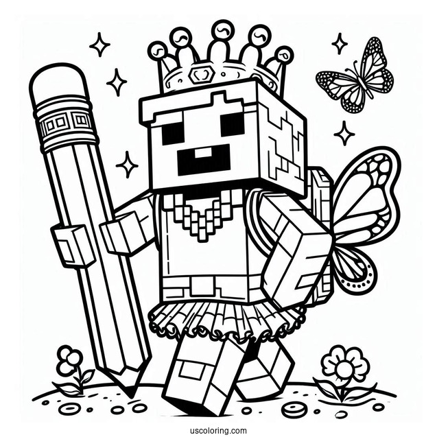 Happy Minecraft Hulk Coloring Page For Kids