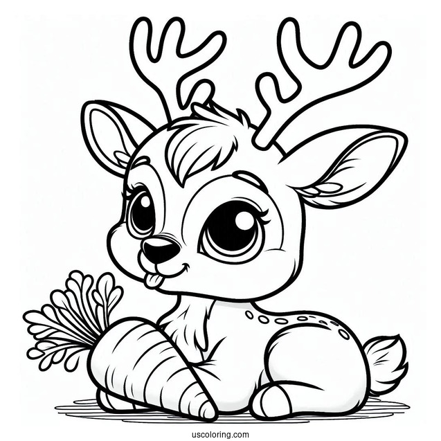 Coloring Picture Of Sven The Reindeer Eating a Carrot