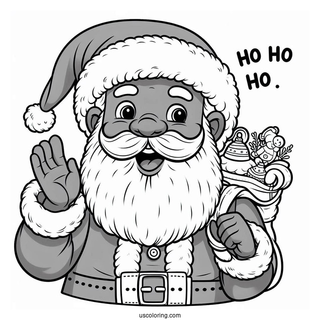 Ho Ho Ho Santa Coloring Page For Kids