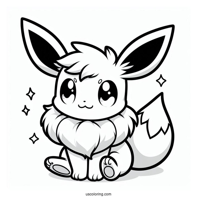 Chibi Eevee Coloring Page For Preschoolers