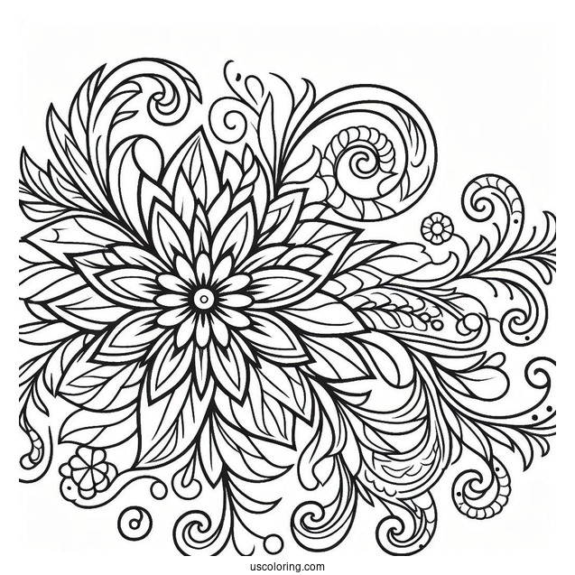 Elegant Floral Pattern Coloring Page