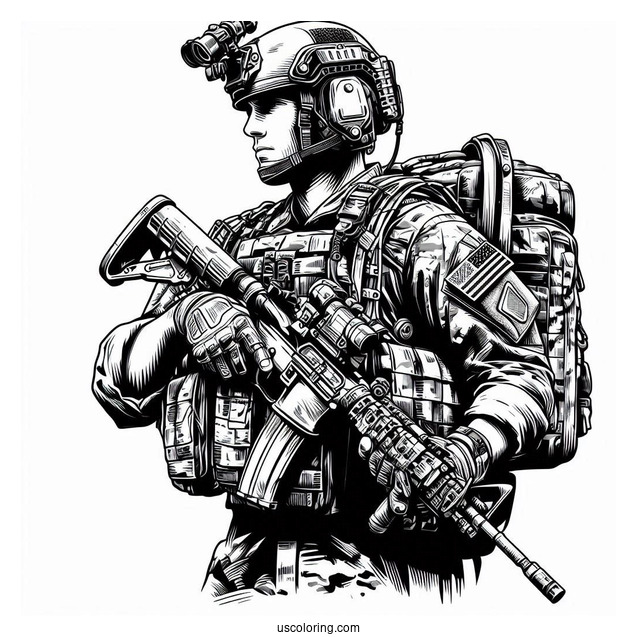 Realistic Special Operation Forces Soldier Coloring Page