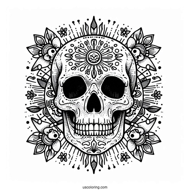 Danger Full Skull Skeleton Coloring Page