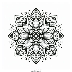 Flower Mandala Coloring Page With Dotted Outline