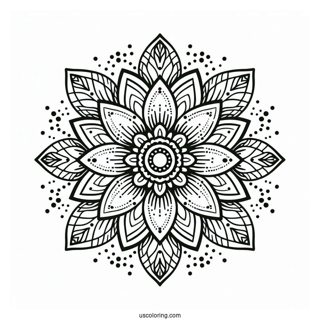 Flower Mandala Coloring Page With Dotted Outline