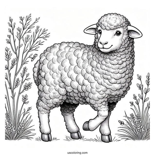 Detailed Adult Sheep Coloring Page