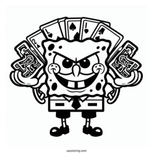 SpongeBob Coloring Page Of Evil Blackjack For Kids