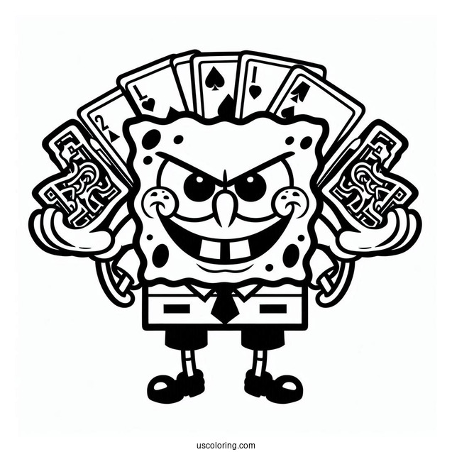 SpongeBob Coloring Page Of Evil Blackjack For Kids