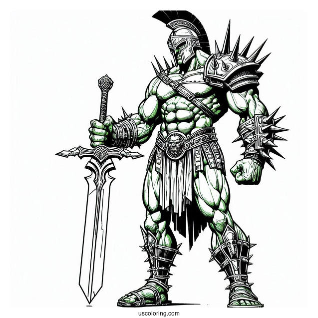 Hulk Coloring Page In Gladiator Armor