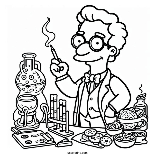 Simpsons Coloring Pages Of Simple Professor Frink For Kids