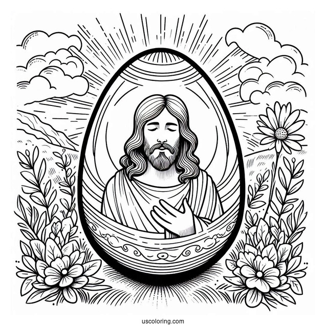He Is Risen Jesus Easter Egg Coloring Page