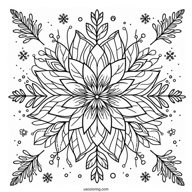 Flower Christmas Mandala Coloring Page