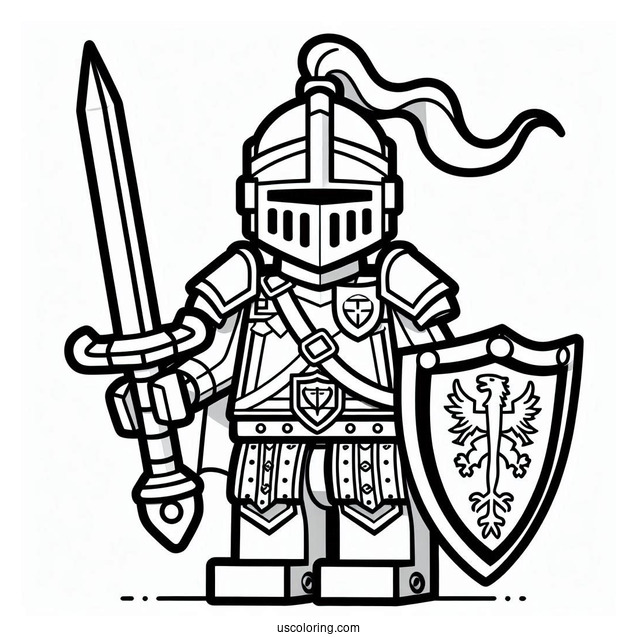 Coloring Sheet Of Lego Knight For Kids