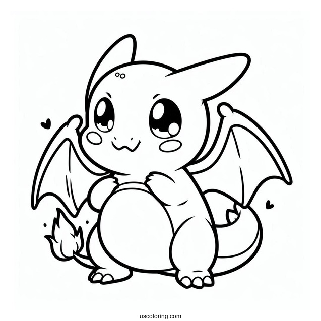 Cute Chibi Charizard Coloring In