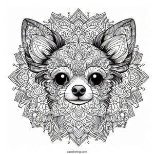Intricate Chihuahua Coloring Page Mandala