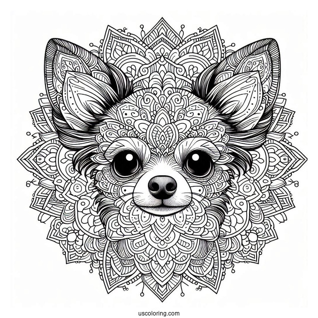 Intricate Chihuahua Coloring Page Mandala