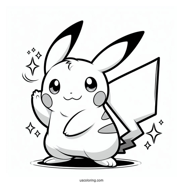 Raichu Coloring Page Waving For Kids